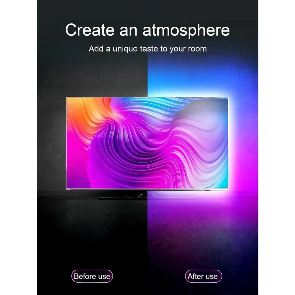 16.4ft Light for 45-75 Inch RGB TV Music Sync Bluetooth USB Powered for Bedroom
